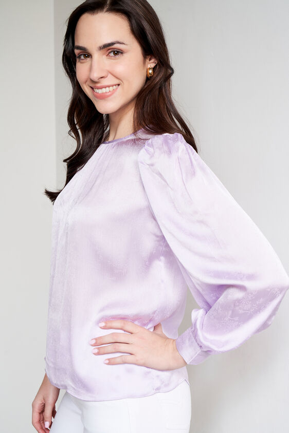 Lilac Satin Top, Lilac, image 3